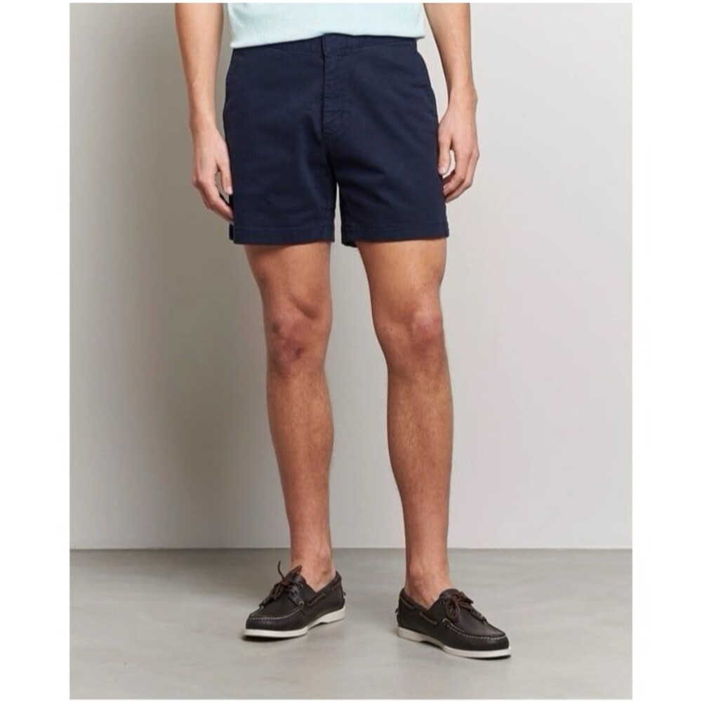 Orlebar Brown Bulldog Cotton Stretch Twill Shorts Dark Navy Blue Size 32